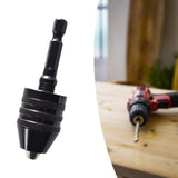 Maxbell Drill Chuck Conversion Tool 3 Jaw Easy to Use Sturdy Drill Head Chuck Adapter 0.3 to 6.5 Black Hex Shank