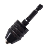 Maxbell Drill Chuck Conversion Tool 3 Jaw Easy to Use Sturdy Drill Head Chuck Adapter 0.3 to 6.5 Black Hex Shank