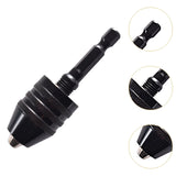 Maxbell Drill Chuck Conversion Tool 3 Jaw Easy to Use Sturdy Drill Head Chuck Adapter 0.3 to 6.5 Black Hex Shank