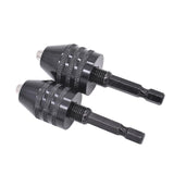Maxbell Drill Chuck Conversion Tool 3 Jaw Easy to Use Sturdy Drill Head Chuck Adapter 0.3 to 6.5 Black Hex Shank