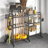 Maxbell Garden Tool Organizer with Storage Hooks Metal Tool Shelf for Shed Home