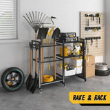 Maxbell Garden Tool Organizer with Storage Hooks Metal Tool Shelf for Shed Home