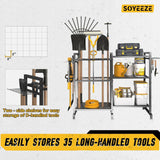 Maxbell Garden Tool Organizer with Storage Hooks Metal Tool Shelf for Shed Home