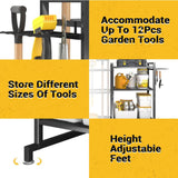 Maxbell Garden Tool Organizer with Storage Hooks Metal Tool Shelf for Shed Home