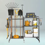 Maxbell Garden Tool Organizer with Storage Hooks Metal Tool Shelf for Shed Home
