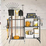 Maxbell Garden Tool Organizer with Storage Hooks Metal Tool Shelf for Shed Home