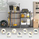 Maxbell Garden Tool Organizer with Storage Hooks Metal Tool Shelf for Shed Home