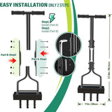 Maxbell Lawn Aerator Coring Tool Anti Slip Grip 37.6x11inch Sturdy with 3 Core Tines