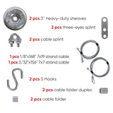 Maxbell Garage Door Cable and Pulley Set High Performance Galvanized Steel Accessory