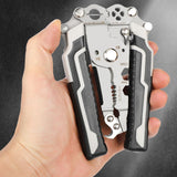 Maxbell Wire Cutter Home Industrial Improvement Foldable Wire Stripper Crimper Plier Gray