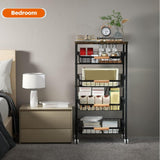 Maxbell 5 Tier Rolling Utility Cart Storage Shelves for Bathroom Garage Laundry Room