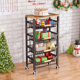 Maxbell 5 Tier Rolling Utility Cart Storage Shelves for Bathroom Garage Laundry Room