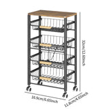 Maxbell 5 Tier Rolling Utility Cart Storage Shelves for Bathroom Garage Laundry Room