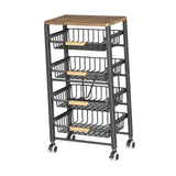 Maxbell 5 Tier Rolling Utility Cart Storage Shelves for Bathroom Garage Laundry Room