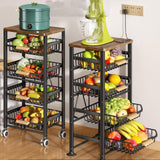 Maxbell 5 Tier Rolling Utility Cart Storage Shelves for Bathroom Garage Laundry Room