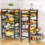 Maxbell 5 Tier Rolling Utility Cart Storage Shelves for Bathroom Garage Laundry Room