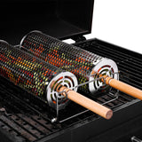 Maxbell 2x Rolling Grilling Baskets Portable BBQ Net for Picnic Outdoor Camping
