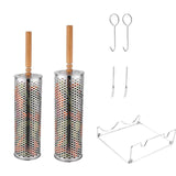 Maxbell 2x Rolling Grilling Baskets Portable BBQ Net for Picnic Outdoor Camping