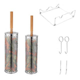 Maxbell 2x Rolling Grilling Baskets Portable BBQ Net for Picnic Outdoor Camping