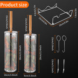 Maxbell 2x Rolling Grilling Baskets Portable BBQ Net for Picnic Outdoor Camping