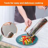 Maxbell 2x Rolling Grilling Baskets Portable BBQ Net for Picnic Outdoor Camping