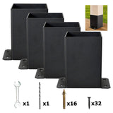 Maxbell Post Base Post Bracket Kit Solid Steel for Wood or Concrete Floors Versatile 4Pcs