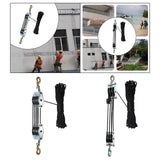 Maxbell Rope Pulley Hoist Compact Sturdy Rope Hoisting for Building Garage Warehouse 3 Wheel and 15m Rope