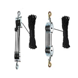 Maxbell Rope Pulley Hoist Compact Sturdy Rope Hoisting for Building Garage Warehouse 3 Wheel and 15m Rope