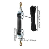 Maxbell Rope Pulley Hoist Compact Sturdy Rope Hoisting for Building Garage Warehouse 4 Wheel and 20m Rope
