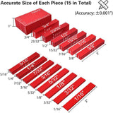 Maxbell 15Pcs Setup Blocks Gauge Sets Portable Practical Professional Aluminum Alloy