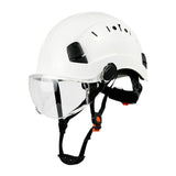 Maxbell Hard Hat Practical Impact Resistant with Goggles for Construction Men Mining White