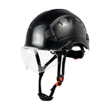 Maxbell Hard Hat Practical Impact Resistant with Goggles for Construction Men Mining Black