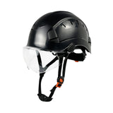 Maxbell Hard Hat Practical Impact Resistant with Goggles for Construction Men Mining Black