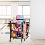 Maxbell Exercising Mat Storage Rack 3 Tier Home Gym Storage for Resistance Bands Dumbbells
