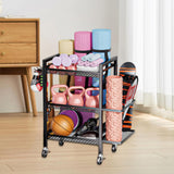 Maxbell Exercising Mat Storage Rack 3 Tier Home Gym Storage for Resistance Bands Dumbbells