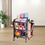 Maxbell Exercising Mat Storage Rack 3 Tier Home Gym Storage for Resistance Bands Dumbbells