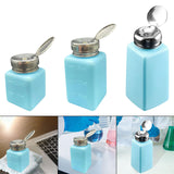 Maxbell Push Down Liquid Dispenser Empty Pumping Bottle for Nail Polish Remover Blue 120 ml