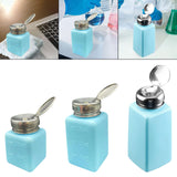 Maxbell Push Down Liquid Dispenser Empty Pumping Bottle for Nail Polish Remover Blue 120 ml