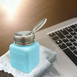 Maxbell Push Down Liquid Dispenser Empty Pumping Bottle for Nail Polish Remover Blue 120 ml