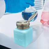 Maxbell Push Down Liquid Dispenser Empty Pumping Bottle for Nail Polish Remover Blue 120 ml