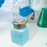 Maxbell Push Down Liquid Dispenser Empty Pumping Bottle for Nail Polish Remover Blue 120 ml