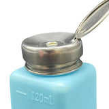 Maxbell Push Down Liquid Dispenser Empty Pumping Bottle for Nail Polish Remover Blue 120 ml