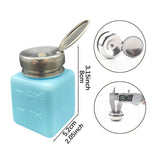 Maxbell Push Down Liquid Dispenser Empty Pumping Bottle for Nail Polish Remover Blue 120 ml