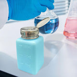 Maxbell Push Down Liquid Dispenser Empty Pumping Bottle for Nail Polish Remover Blue 180 ml