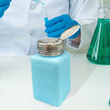 Maxbell Push Down Liquid Dispenser Empty Pumping Bottle for Nail Polish Remover Blue 180 ml