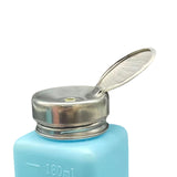 Maxbell Push Down Liquid Dispenser Empty Pumping Bottle for Nail Polish Remover Blue 180 ml