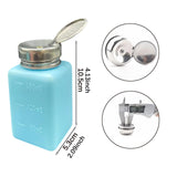 Maxbell Push Down Liquid Dispenser Empty Pumping Bottle for Nail Polish Remover Blue 180 ml