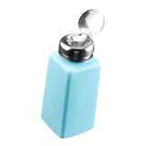 Maxbell Push Down Liquid Dispenser Empty Pumping Bottle for Nail Polish Remover Blue 250 ml