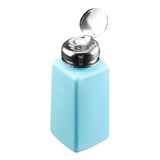 Maxbell Push Down Liquid Dispenser Empty Pumping Bottle for Nail Polish Remover Blue 250 ml
