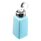 Maxbell Push Down Liquid Dispenser Empty Pumping Bottle for Nail Polish Remover Blue 250 ml